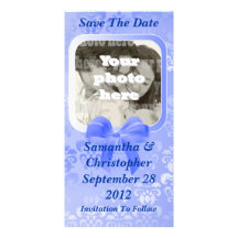 Hellblauer wedding Damast Save the Date Bildkarten