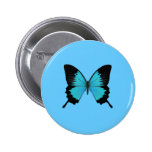 Helle blaue u. schwarze Schmetterlings-Vorlagen-Fa Anstecknadelbutton