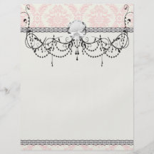 helle Creme und rosa Damast Flyerdesign