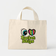 Helle Liebe-Rocket-Schiffe des Augen-Herz-I Tasche