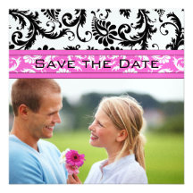 Heller rosa Damast-Wirbel, der Save the Date Weddi Personalisierte Ankündigungskarte