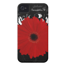 Helles rotes Gerbera-Gänseblümchen auf Schwarzem Case-Mate iPhone 4 Hüllen