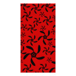 Helles rotes und schwarzes Blumenmuster Photogrußkarten