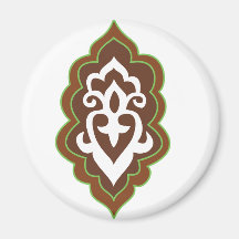 Hennastrauch-Arabeske-Grün Magnets