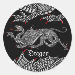 Heraldischer Drache (Silber) - Aufkleber