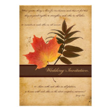 Herbst-Blätter auf gealterter Papierhochzeits-Einl