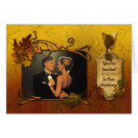 Herbst-Blätter-Fall-Foto-Hochzeit Grußkarte