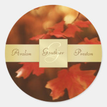 Herbst-Fall-Blatt-Monogramm-Hochzeits-Aufkleber