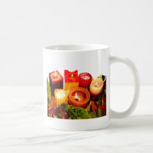 Herbst-Kerzen-und Blatt-Anordnung Tee Haferl
