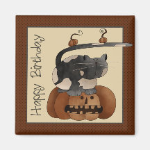 Herbst-Kürbise · Katzen-u. Kürbis-alles Gute zum G Magnete