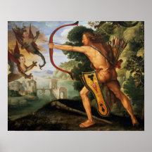 Herkules und die Stymphalian Vögel, 1600 Plakatdruck