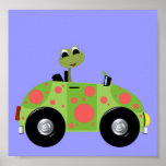 Herr Froggy und sein gepunktetes Auto Plakat