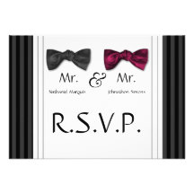 Herr u. Herr Bow Ties u. Pin gestreifte UAWG Karte Personalisierte Einladung