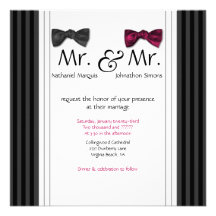 Herr u. Herr Bow Ties u. Pin Striped Hochzeit lade Personalisierte Ankündigungskarten