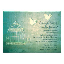 Herrliche aquamarine Birdcage-Hochzeits-Einladung