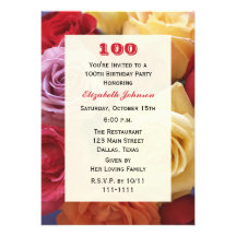 Herrliche Rosen-100. Geburtstags-Party Einladung