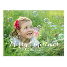 Herrliche Skript-Weihnachtsfoto-Karte Postkarte