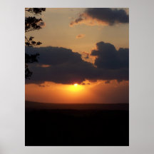 Herrlicher Sonnenuntergang über Bergen Poster