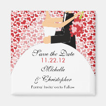 Herz-Braut u. Bräutigam-Save the Date Magnet Kühlschrankmagnet