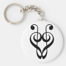 Herz des dreifachen Clef (Schwarzes) Schlüsselbänder