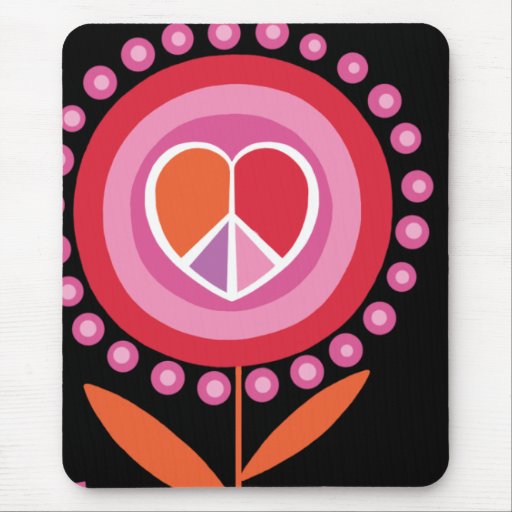 Herz-geformte Friedenszeichen-Blume MousePad
