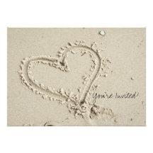 Herz in der Sand-Strand-Einladung