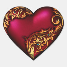 Herz-Rolle-Rot-Gold Sticker