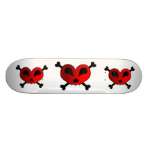 Herz-Schädel u. gekreuzte Knochen Skateboarddecks