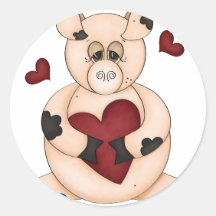 Herz-Schwein Runder Aufkleber