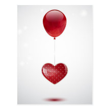 Herz und Ballon Postkarte