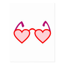 Herzen hearts rosarote Brille rose-colored glasses Postkarte