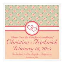 Herzen und Blüten, 5,25" x5.25" Save the Date Personalisierte Einladungskarten
