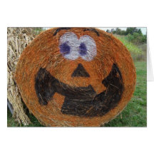 Heu-Fass-Kürbis-Halloween-Karte