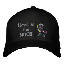 Heulen am MOND Bestickte Kappen