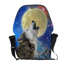 Heulenwolf-u. Vollmond-Tier-Bote-Tasche Kuriertasche