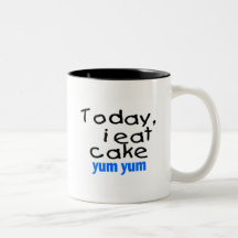 Heute esse ich Kuchen Yum Yum (Blau) Tassen