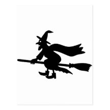 Hexe auf Besen Postkarten
