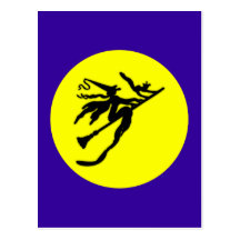 Hexe Besen Mond witch broom moon Postkarten