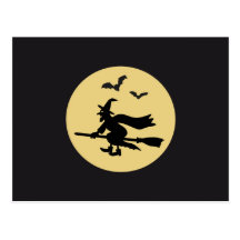 Hexe fliegend vor dem Mond Postkarte