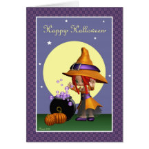 Hexe-glückliche Halloween-Gruß-Karte