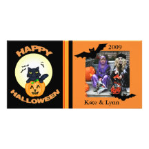 Hexe-Katzen-kundenspezifische Foto-Karte Halloween Photo Karten