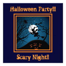Hexe und Spinne auf Netz-Halloween-Party-Einladung