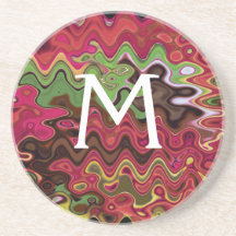 Himbeere u. Grün-Retro abstrakter Monogramm-Unters