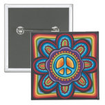 Hippie-FriedensBlume Button