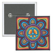 Hippie-FriedensBlume buttons