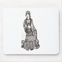 Hippie-Mädchen mit Gitarren-Kunst-Gewohnheits-Prod Mauspads