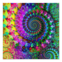 Hippy Regenbogen-Fraktal-Muster-Plakat Photographischer Druck