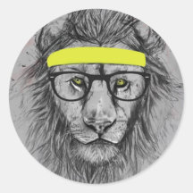 Hipsterlöwe Runder Sticker