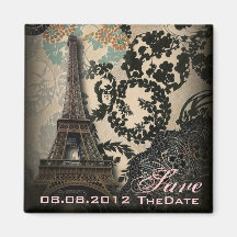 Hoch entwickelte Paris-Spitze Vintag Save the Date Magnets