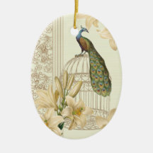 Hoch entwickelte Vintage Pfau- u. Käfig-Lilienverz Ornament